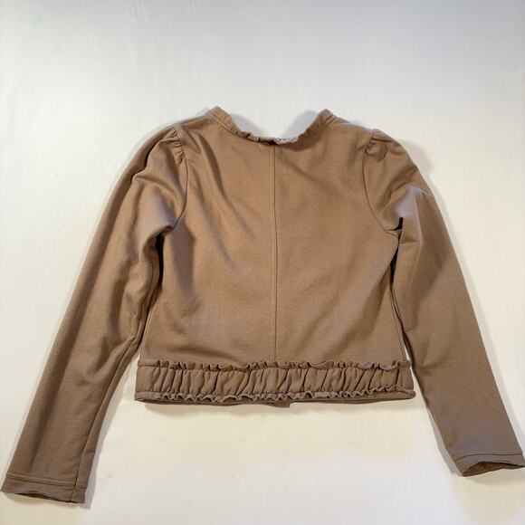 British Khaki Olive Green Ruffle Jacket Women’s Medium Button Up Military Style - Picture 2 of 7